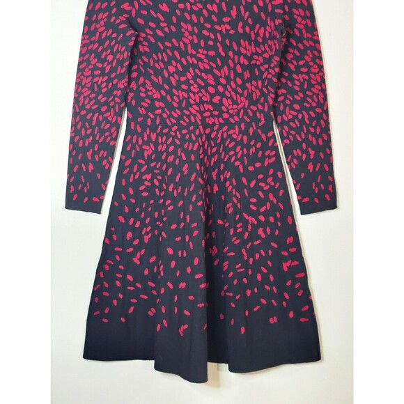 Hobbs Black Red Long Sleeve A Line Knit Dress Womens Size 6 Fit & Flare Jodie - Picture 4 of 10